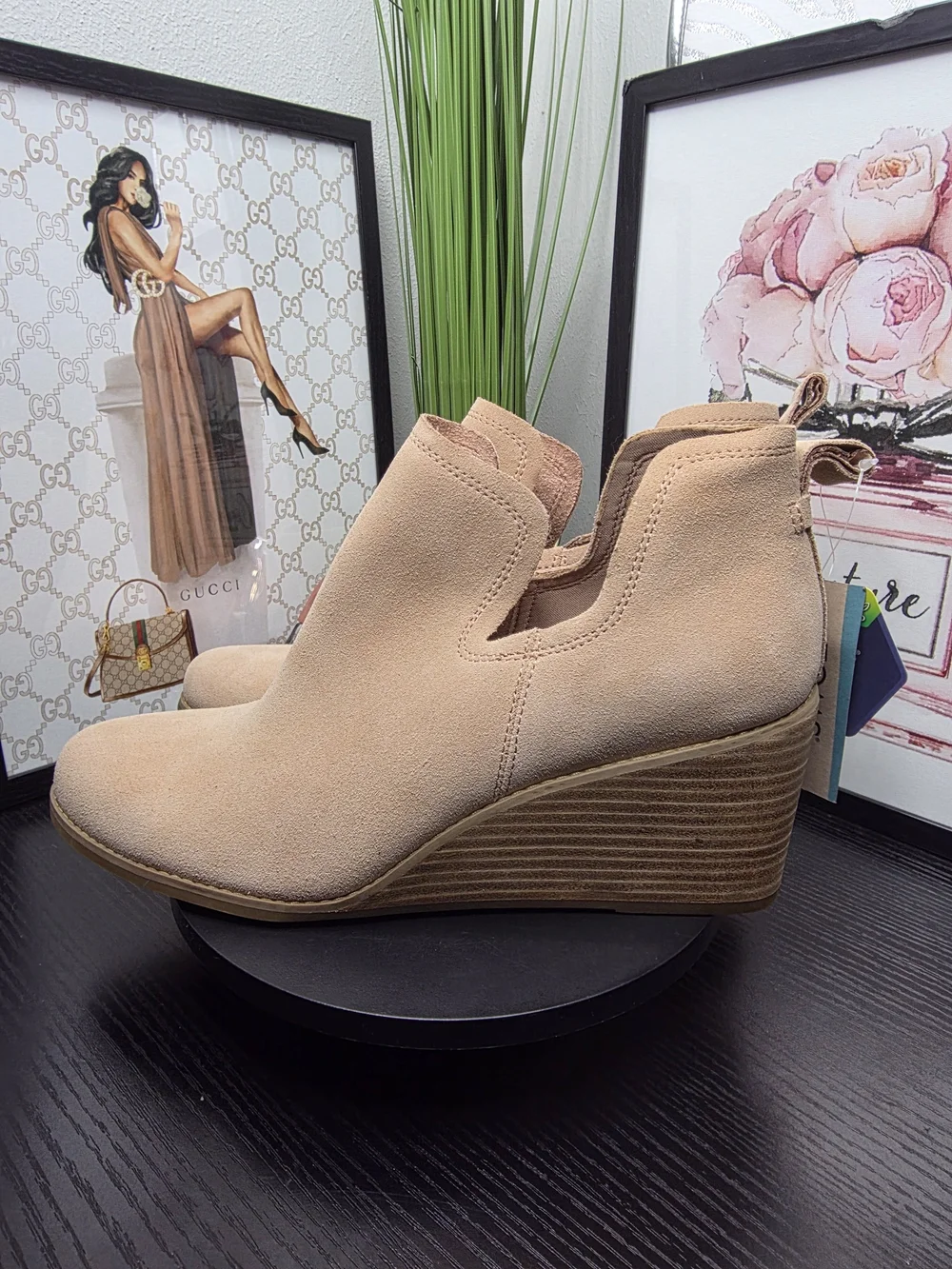 Toms Blush Suede Wedge Bootie